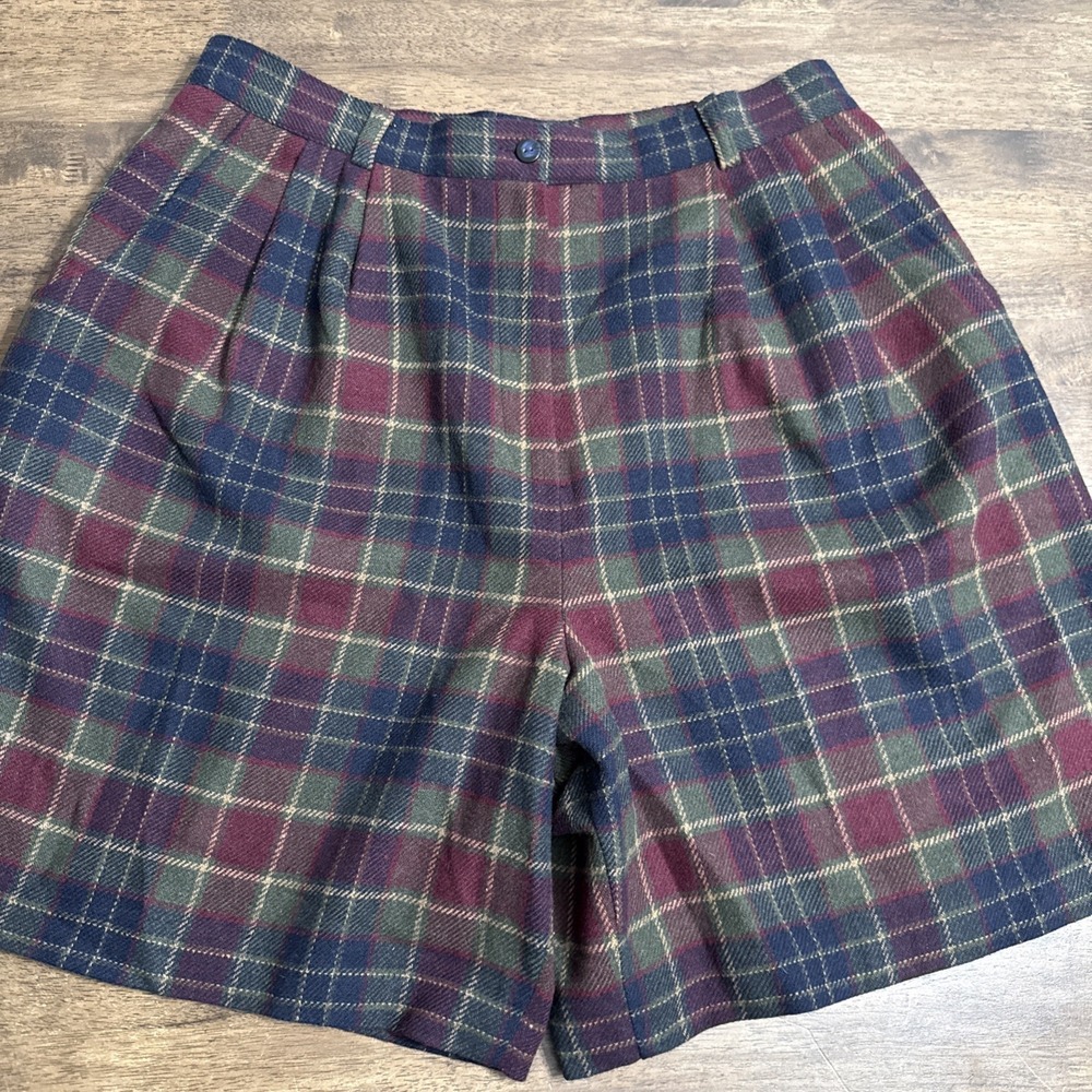 Vintage Savannah Wool Blend Plaid Pleated Lined Shorts Size 18W 18 Plus Size